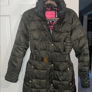 Betsey Johnson Olive Green Jacket with Floral Lining